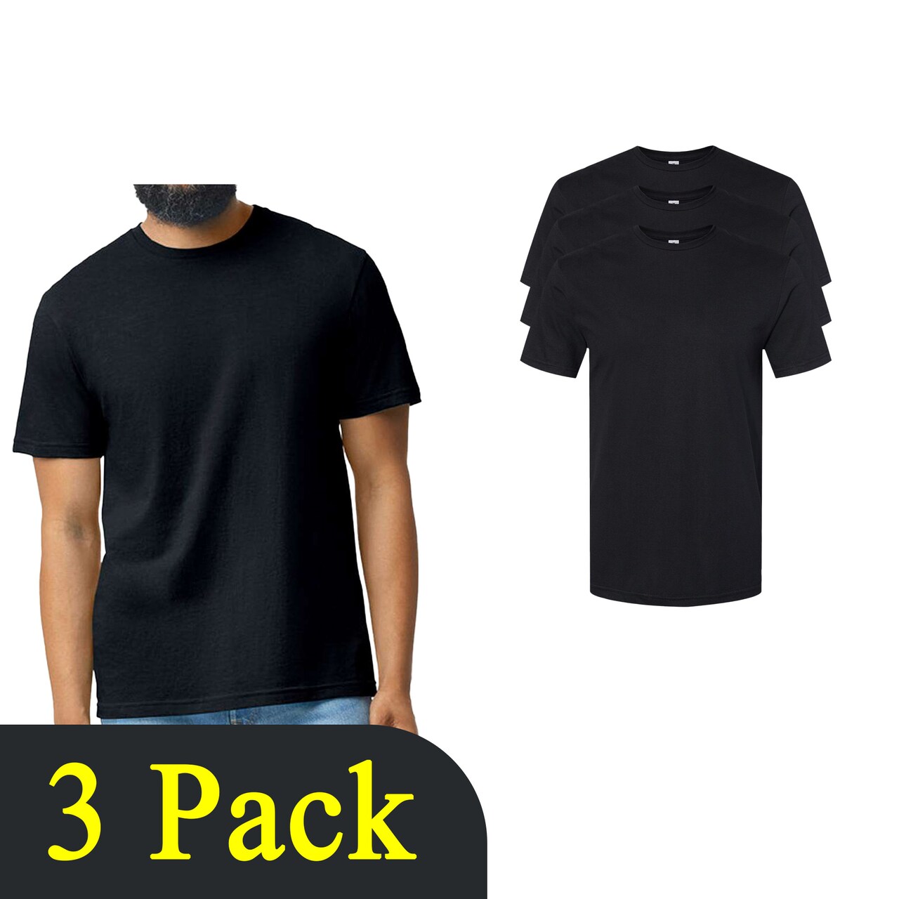 Gildan Softstyle Midweight Cotton Pitch Black T-Shirt, Adult's Ideal for Crafts